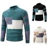 Herensweaters 2023 Gekleurde gebreide trui met opstaande kraag en casual jeugdonderkant in Europese en Amerikaanse stijl