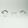 Nya 5,0 mm Diamond Luxury Fashion Buffs Glasögon 3524012 Natural Black Buffalo Clear Glasses Fri från frakt