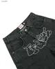 Jeans da uomo Moda estiva Casual Y2k Hip Hop Pantaloncini di jeans 2023 New Harajuku Punk Rock Pantaloncini da palestra Vintage Pantaloni larghi al ginocchio BeachL231208