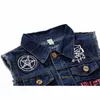 Herrvästar klassiska vintage jeans väst ärmlösa jackor Fashion Patch Designs Punk Rock Style Ripped Cowboy Frayed Denim Tanks 231207