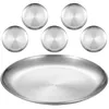 Borden 6 stuks roestvrijstalen plaat kinderdiner serveren camping fruitschaal cirkel dienblad metalen gerechten cake baby