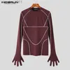 Men's T-Shirts Men T Shirts Patchwork O-neck Long Sle Gloves Streetwear 2023 Fashion Casual Tee Tops Fitness Leisure Camisetas S-5XL L231208