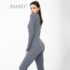 Tute da donna Pagliaccetti KAAAZI Autunno Inverno Tute a maniche lunghe Tute da donna Moda Cerniera Pagliaccetti sportivi Tute da donna Casual Slim Aderente 231208