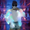 Women's Jackets Glow Jacket Led Hooded For Fall Winter Colorful Light Emitting Coat With Long Sleeve Pockets Club Concert Dancing