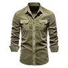 Chemises décontractées pour hommes Hommes Automne Coton Japonais Corduroy Business Slim Shirt Menswear Manteau mince à manches longues
