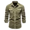 Men's Casual Shirts Men Autumn Cotton Japanese Corduroy Business Slim Shirt Menswear Long-sleeved Thin Coat