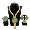 Colar brincos conjunto brasileiro banhado a ouro para mulheres flor festa pulseiras anel Yulaili