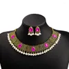 Halsbandörhängen Set Vintage Hollow Bohemian Tassel Ethnic Wind Purple Women African Jewelry E5773