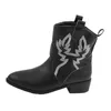 Stivali Cowboy Stivaletti bianchi alla caviglia per donna Cowgirl Moda Stivali occidentali Donna Ricamato Casual Testa tonda Scarpe firmate 231207