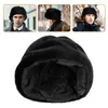 Bandanas Chapeau de vieil homme pour hommes, chapeaux décontractés russes chauds pour casquette en fourrure plate, fausse fourrure d'extérieur