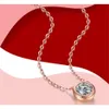 S925 Ciondolo in argento placcato oro rosa placcato argento con catena Collana a bolle di Moissanite per donne e ragazze