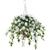 Fleurs décoratives 1pcs suspendus artificiels avec panier de vigne en soie de bougainvilliers faux bouquets de plantes pour patio balcon décor de jardin