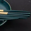 Dinnerware Sets 304 Stainless Steel Set Green Gold Matte Cutlery Salad Fork Spoon Butter Knife Chopsticks Teaspoon Dessert