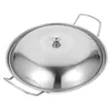 Poêle à casseroles avec couvercle, fourniture de cuisine, Woks pratiques et durables pour plaque de cuisson, gril sec domestique en acier inoxydable