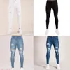 Jeans da uomo 2023 Mens Hip Hop Bianco Moto Skinny Strappato Colore puro Pantaloni in denim elastico Maschio Casual Girovita Matita da jogging 231207