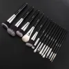 Make-up kwasten BEILI Zwart 15 stuks Make-up kwasten Professioneel Natrul Geit Synthetisch haar Foundation Poeder Oogschaduwborstel Make-up gereedschap 231202