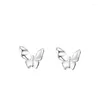 Stud Earrings 925 Sterling Silver Butterfly Earring For Women Girl Simple Fashion Insect Smooth Design Jewelry Birthday Gift Drop