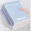 Planificateur annuel 2024 pour toute l'année, Plan d'étude quotidien, Journal créatif, fournitures de papeterie pour étudiants, DIY bricolage, 98 pièces/livre