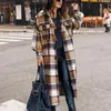 Kurtki damskie Plaid Flaid Coat Poliester Spandex Outer Owezyjna Kurtka z klapą na średnim poziomie dla ciepła na ciepło