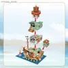 Blocks Creative Harbour Hotel Old Fishing House Ship Model Building Blocks Street View Lighthouse Houseboat With Light Mini Bricks Toys R231208