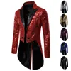 Men's Suits Shiny Gold Sequins Glitter Tailcoat Suit Jacket Male Double BBlazer Party Stage Costumereasted Wedding Groom Tuxedo