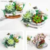 Blocos idéias diy cerejeira modelo blocos de construção mini granular suculenta vasos plantas tijolos montagem brinquedos para crianças presentes r231208