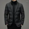 Coletes masculinos Top Grade Down Jacket Business Casual Clássico Terno Collar 90% Gery Duck Casaco Masculino Manter Quente Parkas