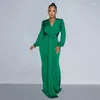 Casual Dresses Elegant Celebrity Special Occasion Women Long Sleeves V-neck Ruched Ribbon High Waist Club Evening Mermaid Maxi Dress