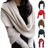 Scarves Fashion Women Lady Knitted Sweater Tops Scarf With Sleeve Wrap Winter Warm Shawl Black Beige Green Red268S