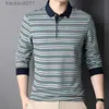 남자 티셔츠 스트리트웨어 패션 남자 줄무늬 셔츠 한국 봄 가을 가을 새로운 긴 슬리 기본 옷 느슨한 비즈니스 캐주얼 탑 L231212