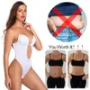 Shapewear Bodysuit Women Deep V Neck Body Padded Bra Backless U Plunge Thong Shaper Waist Trainer Push Up Party Underwear