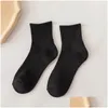 Chaussettes Bonneterie Femmes Couleur Unie Noir Blanc Gris Femmes Mi-Tube Printemps Et Été Respirant Tube Court Tube Moyen Sport Calcetines Otxb2