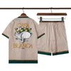 Casablanc-s Ensemble pyjama pour homme - T-shirt et short d'été - Ensemble deux pièces - Vêtements de nuit à manches courtes - Pour la plage et les loisirs - Taille asiatique