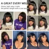 Straight Fringe Bob Wig With Bangs Human Hair Glueless Short Bob 4x1 Machine Made Lace Wigs For Women