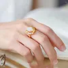 クラスターリングレトロクラシック女性中国スタイルパーティーギフトパールファッションジュエリーオープン薬指のジェイド