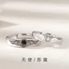 Cluster Rings 2PCS Romantic Angel Demon Couple For Women Luxury Zircon Moonstone Wing Matching Ring Aesthetic Engagement Jewelry Gifts