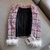 Chan Kurtki dla kobiet tweedowy różowy projekt designerski płaszcz damski płaszcz 2023 kurtki damski płaszcz zimowy kurtka kobietę kamelia tweed kurtka urodzinowa prezent świąteczny