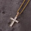 Ожерелья с подвесками Iced Out Циркон, подвеска в виде креста, мужская цепочка в стиле хип-хоп, ювелирные изделия золотого, серебряного цвета, ожерелье с подвеской из циркона, Bling Cross 231207