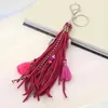 Nyckelringar Bohemiska smycken Keychain Velveteen Ribbon Tassel Shell Pendant Key Chain for Women Bag Decoration Handgjorda tillbehör Gåvor