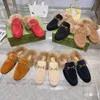 Wool slipper Designers shoes cashmere Genuine lamb wool Mixed color Classics Metal buckle Ladies dress shoes 35-41 Casual Flat Womens slippers Designer sandals