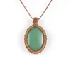 Pendentif Colliers Macramé Grand Ovale Naturel Pierre Cristal Collier pour Hommes Corde Cirée Réglable Noeud Tressé Turquoises Femmes Collier De Pierres Précieuses 231207