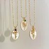 Pendant Necklaces Vintage Flower Necklace Copper Plated Gold Ellipse Embedded Zircon Women Party Jewelry Christmas Gift