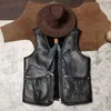 Coletes masculinos preto outono shearling colete homens plus size 4xl estilo casual natural pele de carneiro fino ajuste curto couro genuíno