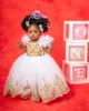 2023 White Lace Flower Girl Dresses Ball Gown Tulle Beaded Vintage Little Girl Peageant Birthday Christening Dress Gowns ZJ415