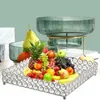 Storage Boxes Luxury Crystal Mirror Dressing Table Cosmetic Skincare Pavilion Tray Bathroom Food Service Dressing Table Dress Wedding Decoration 231208