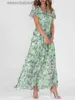 الثياب الحضرية المثيرة في Fe Vintage Floral Printing Drity Chic Women Summer Elegant v Neck Maxi Party Dresses Discal Chiffon Beach Long Vestido L231208