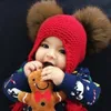 Gorro con pompón de piel auténtica tejido de lana para niños, gorro de invierno con orejeras de ganchillo para bebés y niños, gorro con pompón de piel de mapache Real para niños 209c