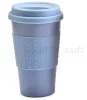 Lo más nuevo, taza de agua de fibra de paja de trigo de 12oz, taza de café de silicona para coche, taza de plástico con personalidad con tapa gratis