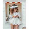 Kledingsets geboren baby meisje kind lange mouw top rok jurk shorts outfit mijn eerste kerst meisje kleding 024M 231207