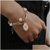 Chain Link Bracelets High Quality Charm Imitation Pearl Bracelet Bangle For Women Armband Steampunk Portraits Chunky Couple Jewelry Dr Ot6Vp